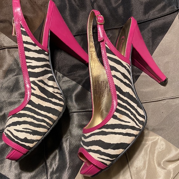 Candie’s zebra print heels Black white and pink size 10 - Picture 5 of 9
